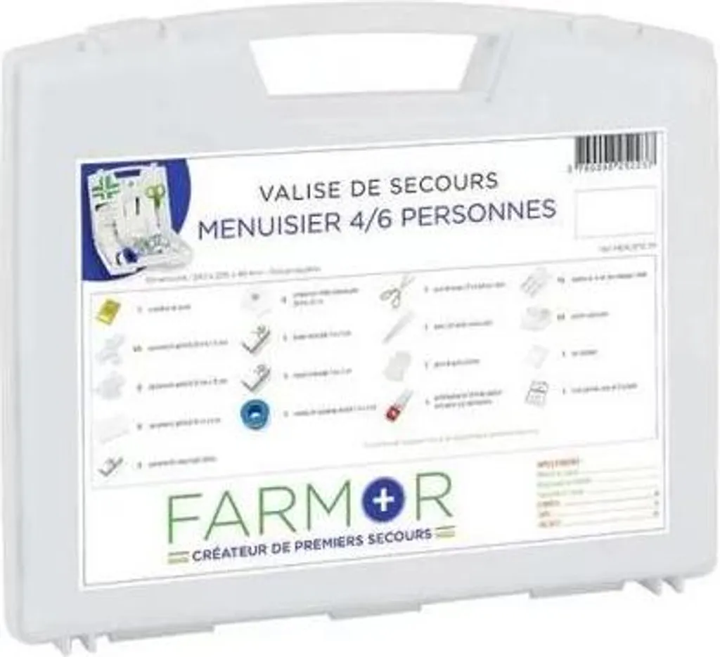 Trousse de secours menuisier 4-6 personnes FARMOR boîtier plastique