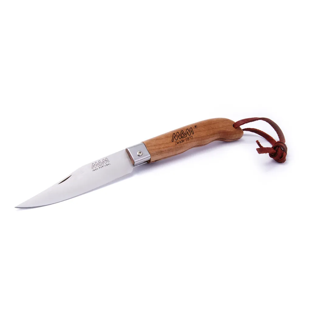 Couteau pliant en hêtre et cuir MAM Sportive 2047 lame inox 8,3cm