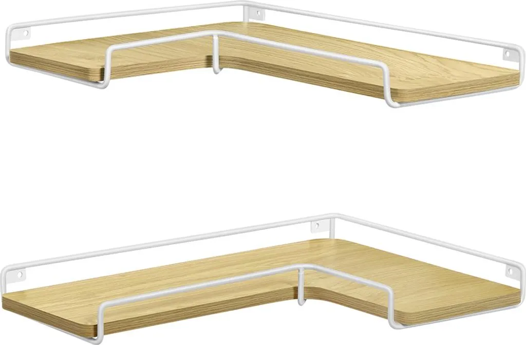 Étagère d'angle L bicolore chêne et blanc : Rangement d'angle 2 unités