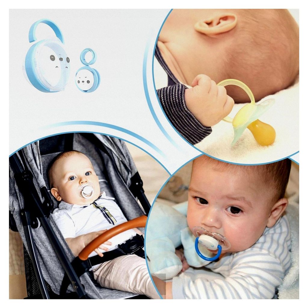 Schnullerhalter mit Panda-Muster und Aufbewahrungsbox für Baby-Schnuller, staubdicht, tragbares Zubehör für Kleinkinder, blau