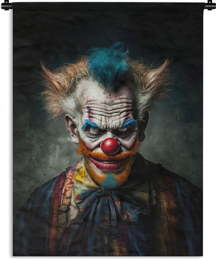 MuchoWow Wandteppich Wandbehang Clown - Porträt - Make-up - Clownsnase - Kleidung 120x160 cm Tapisserie Dekoration Wandtuch - Wohnzimmer - Moderne