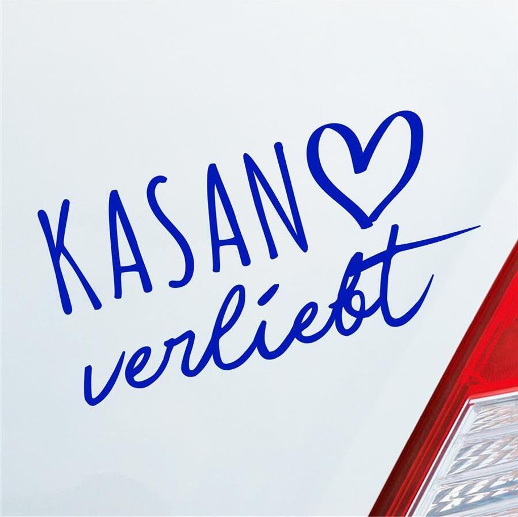 Auto Aufkleber Kasan verliebt Herz Stadt Heimat Liebe Car 19x10 cm Dunkelblau Sticker Heckscheibenaufkleber