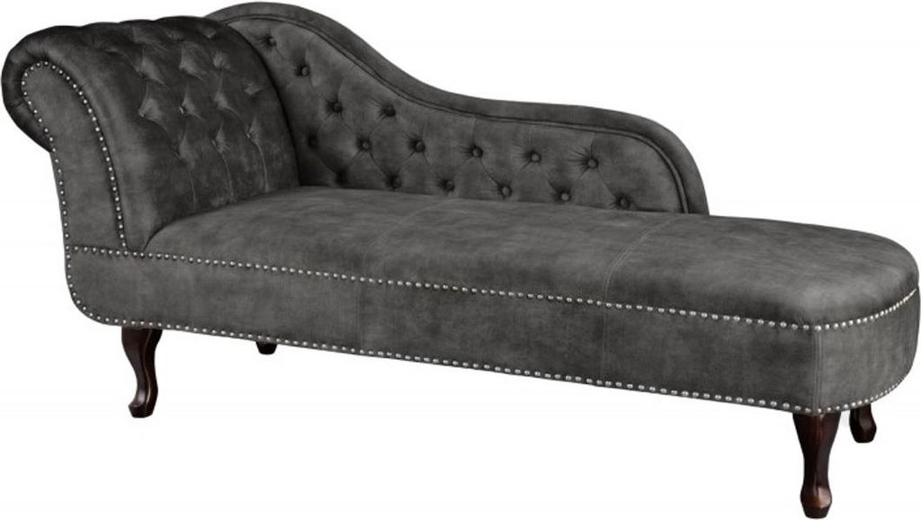 Chesterfield Chaiselongue Dunkelgrau / Braun aus dem Hause Casa Padrino - Wohnzimmer Liege Sofa