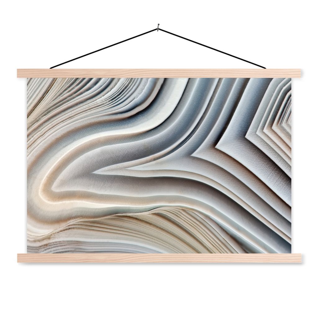 MuchoWow Textilposter Marmoroptik - Stein - Linien - Luxus - Marmor 150x100 cm mit holzfarbenen Rahmen - Posters