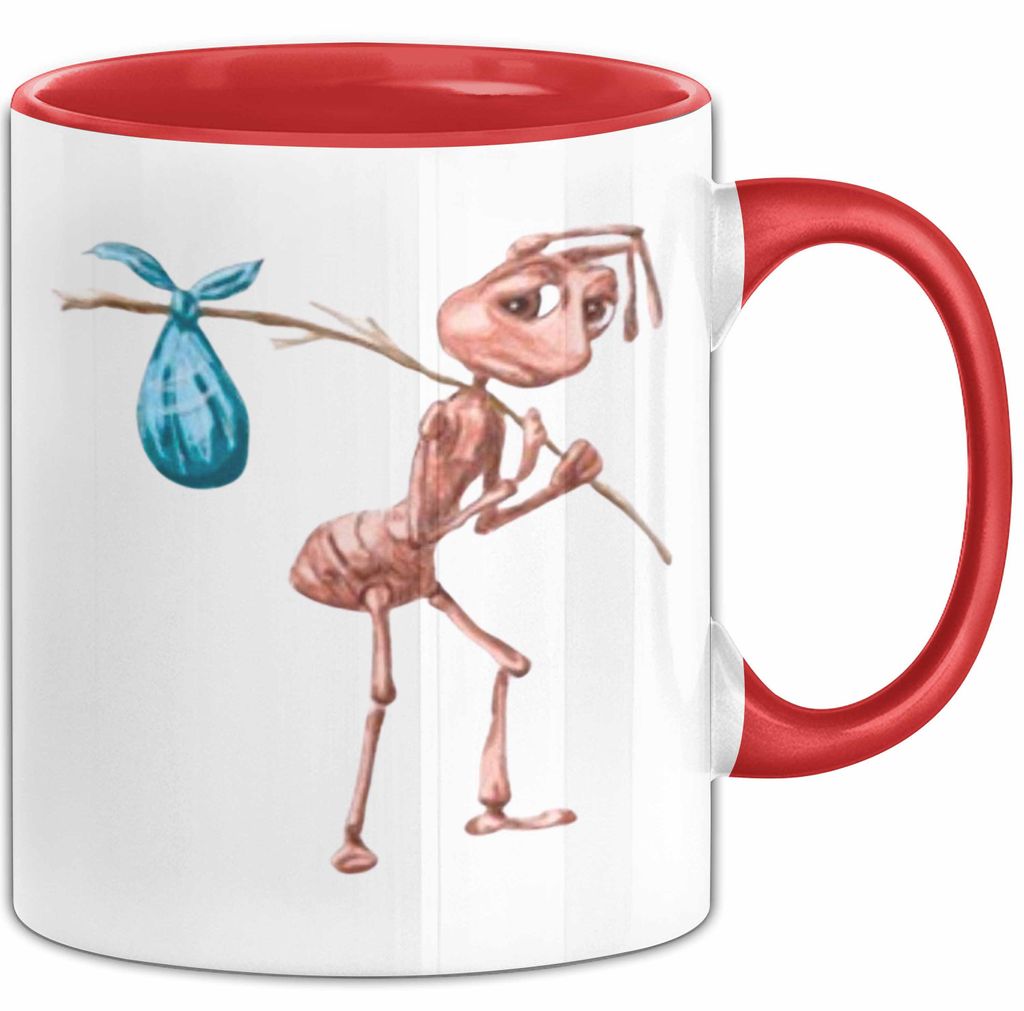 Ameise mit Stock Meme Tasse Geschenk Memes Kaffee-Becher (Rot)