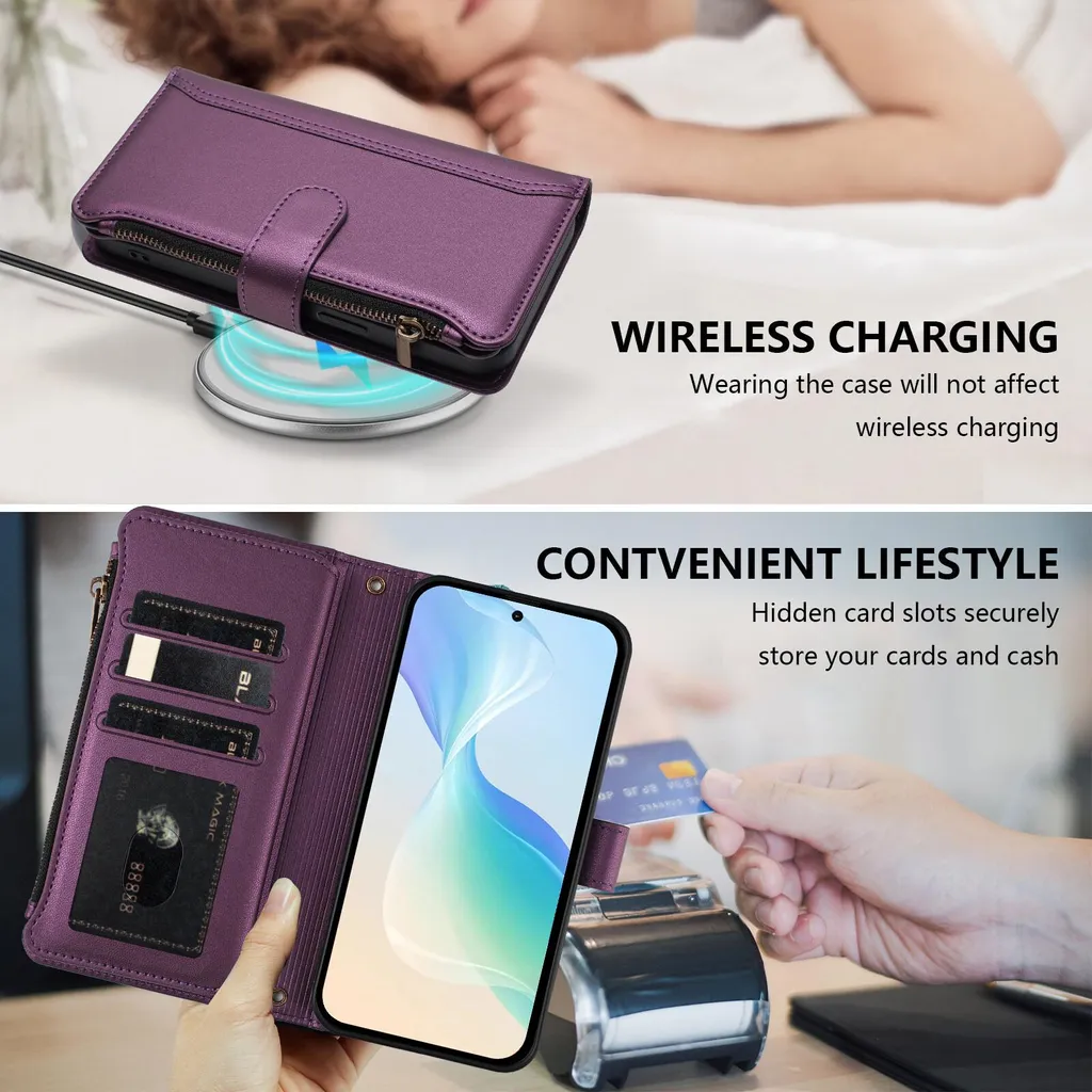 Cover Antiurto Sony Xperia 10 VI Viola | Portafoglio con Zip - 6