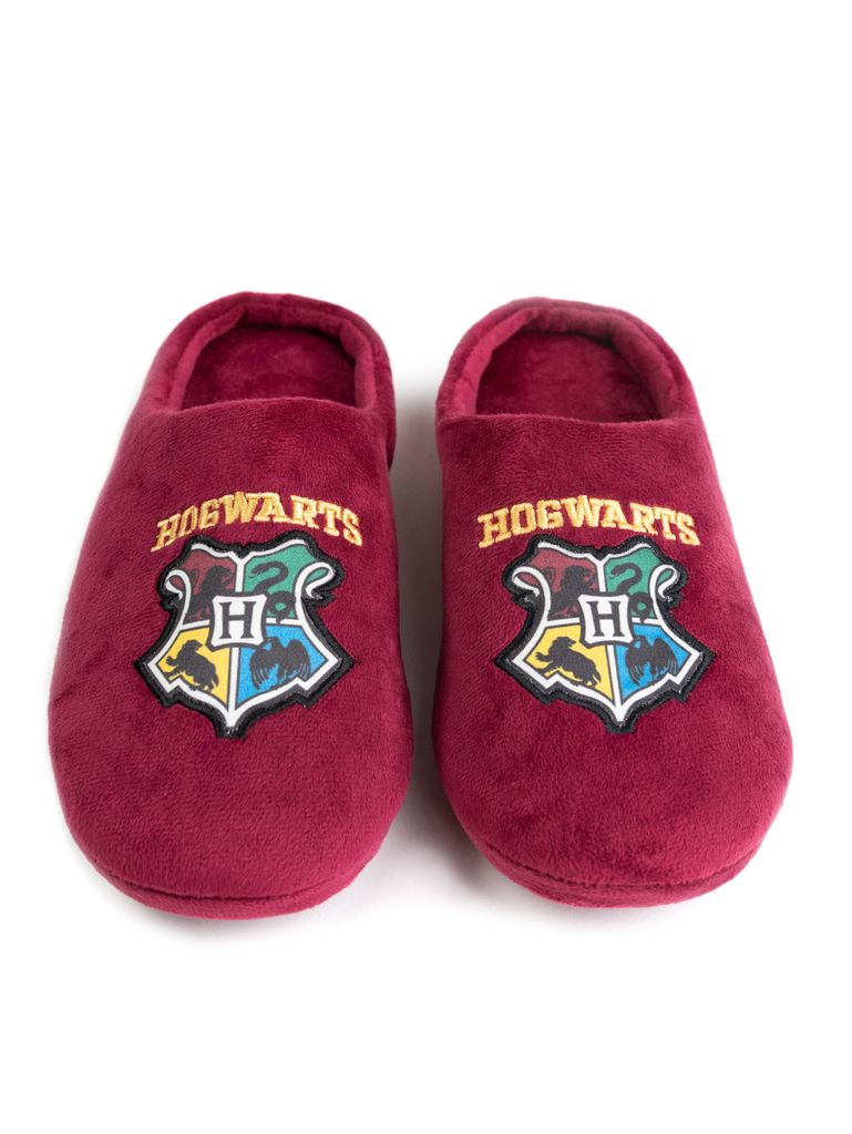 Harry Potter Hausschuhe für Damen - Hogwarts Slipper Puschen Schlappen Pantoffeln Bordeaux Rot 39-40
