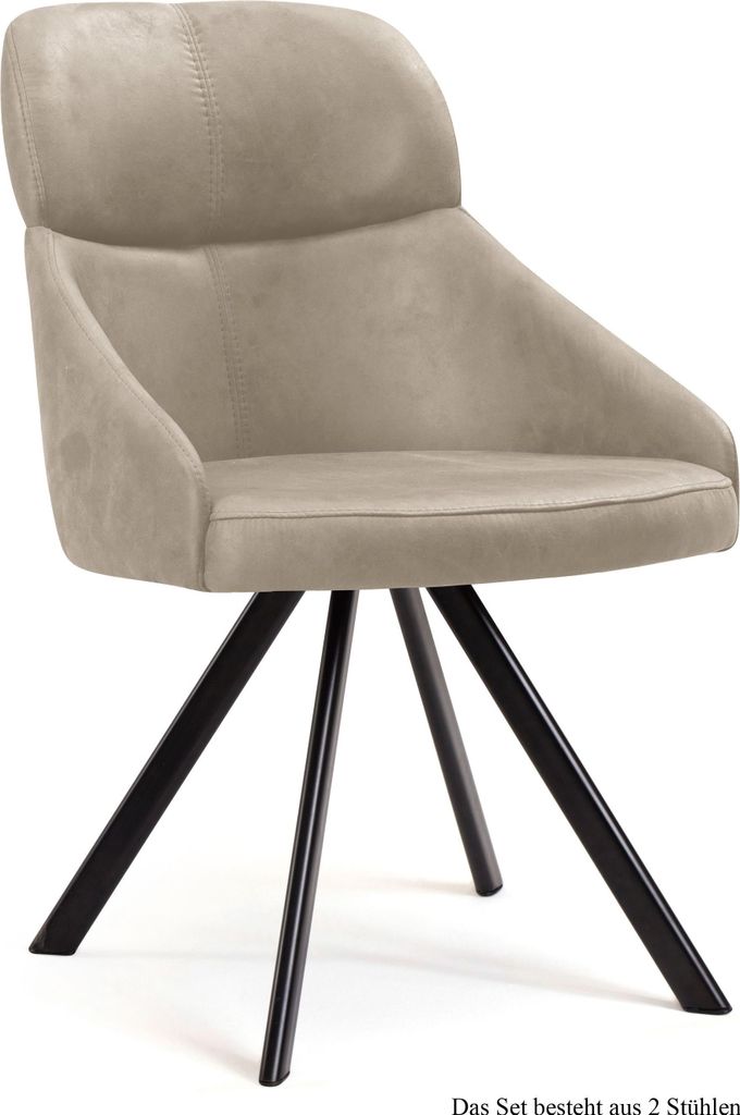 Esszimmerstuhl drehbar (2er-Set) Diann 52x82x63 Schwarz/Natur