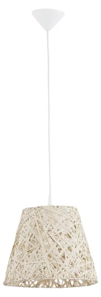 Lustre suspension design en osier et rotin beige longueur 120cm Cannuccia