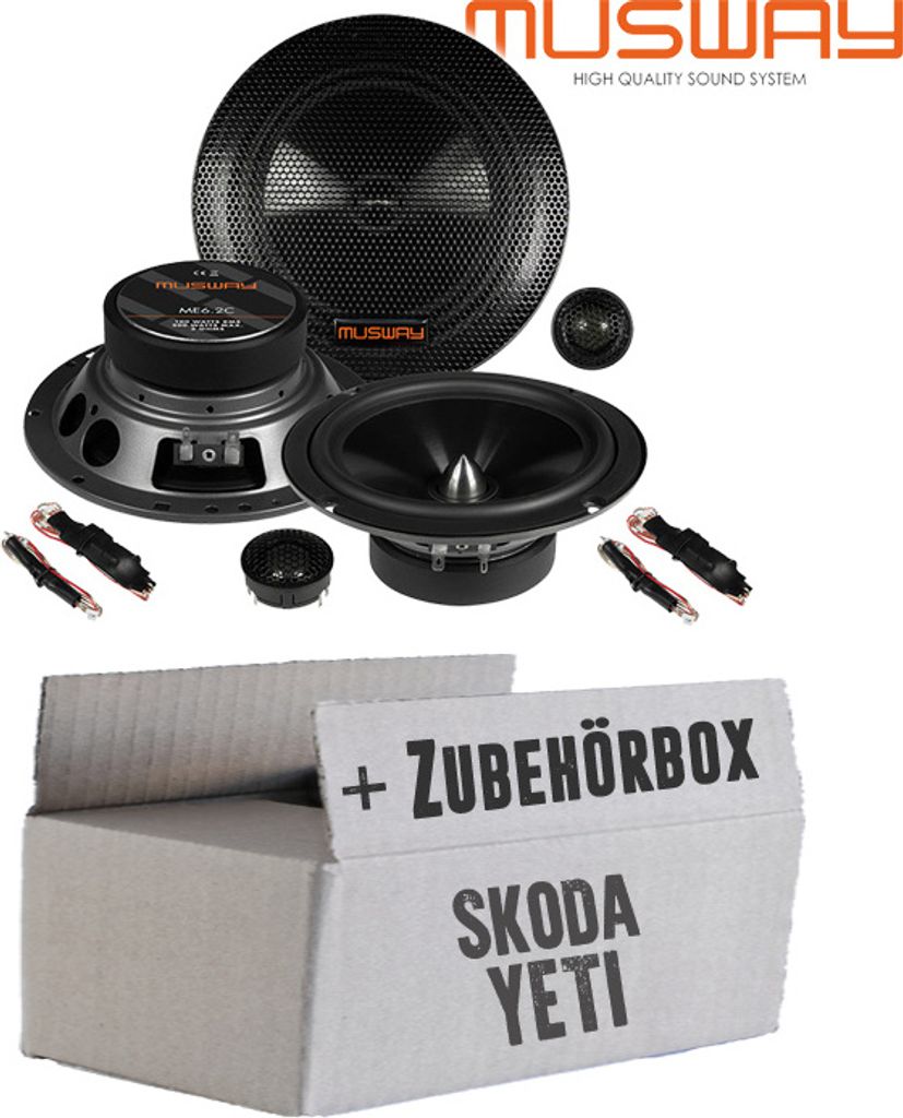 Lautsprecher Boxen Musway ME6.2C - 16,5cm System Auto Einbauzubehör - Einbauset passend für Skoda Yeti Heck - justSOUND