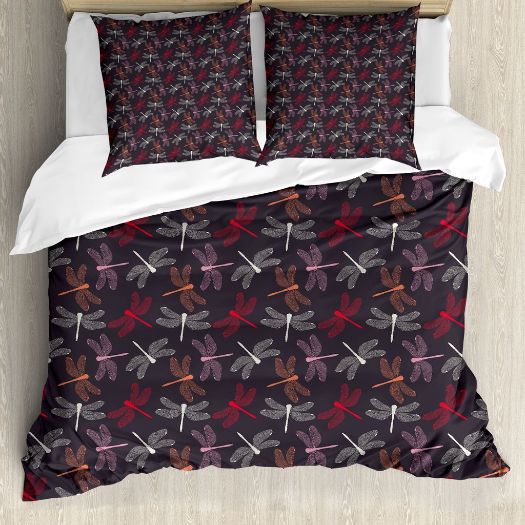 ABAKUHAUS Libelle Bettbezug, Flügel-Pair, Milbensicher Allergiker geeignet mit Kissenbezügen, 200 cm x 200 cm - 80 x 80 cm, Mehrfarbig