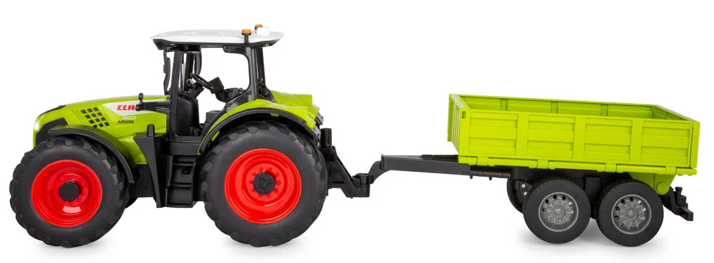Tracteur télécommandé Claas Arion 660 Jamara avec remorque benne 1:24