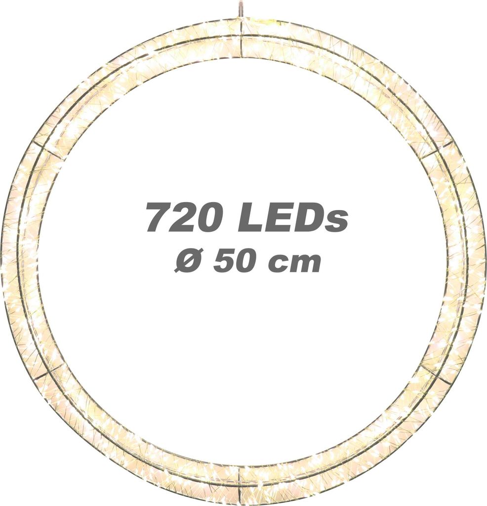 LED Lichtkranz auf Metallgestell 720 LEDs Ø 50 cm Türkranz Produktbild 3
