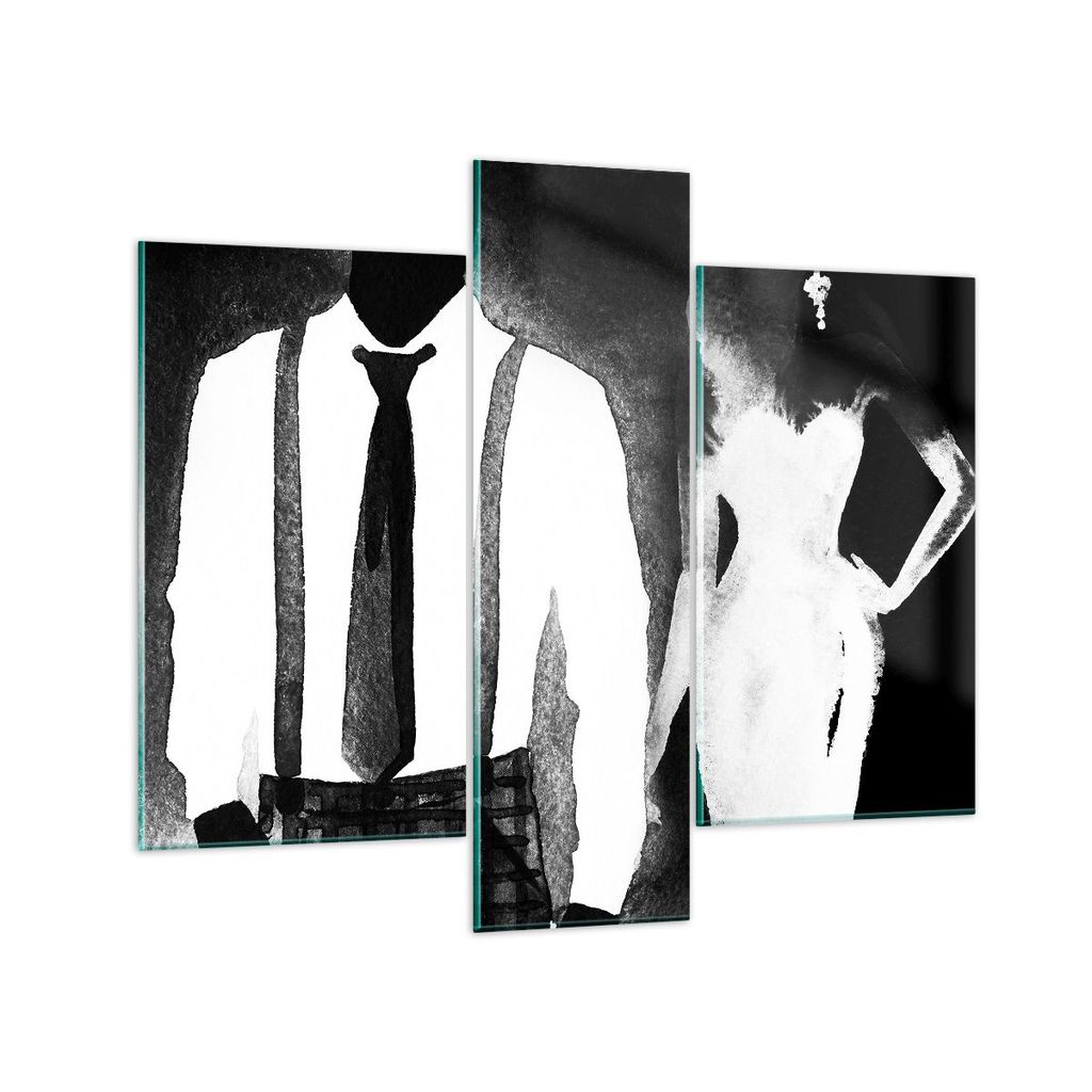 Bilder auf glas - Frau Mann - 95x80cm - Glasbilder - Wandbilder - Bilder - Kunstdruck - zum Aufhängen bereit - Wanddekoration aus Glas - Glas Bild...