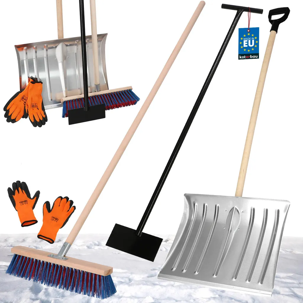 KOTARBAU® Kit Sgombero Neve: Pala Alluminio 50cm e Scopa Professionale