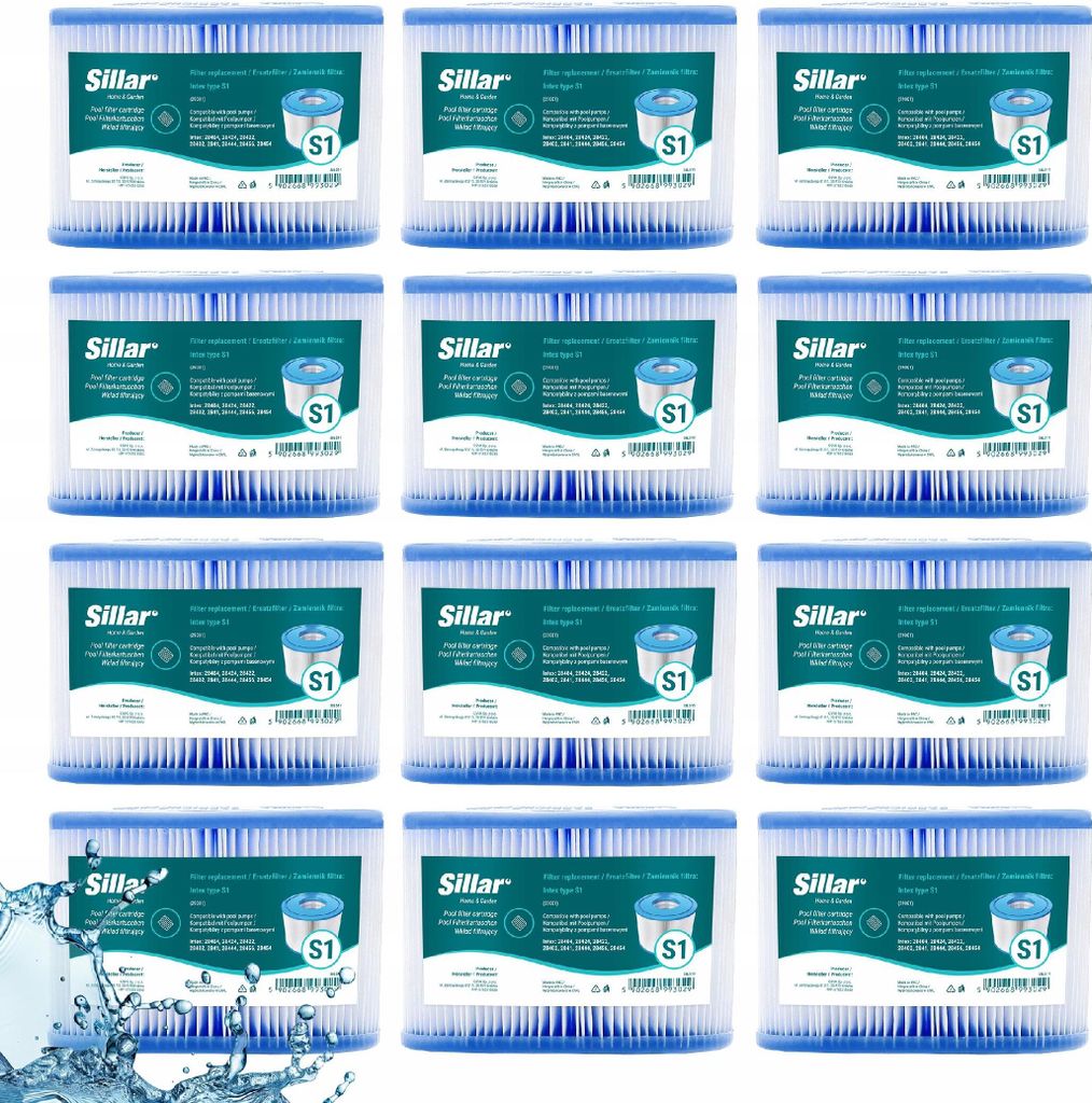 Sillar 12 Stück Whirlpool Ersatzfilter – für Poolpumpe Spa Ersatz Intex Typ S1 29001