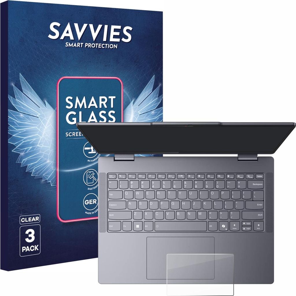 3x Savvies Schutzglas Folie für Lenovo IdeaPad 5 2-in-1 14" Touchpad 9H Panzer Schutzfolie Glas Displayschutz klar transparent