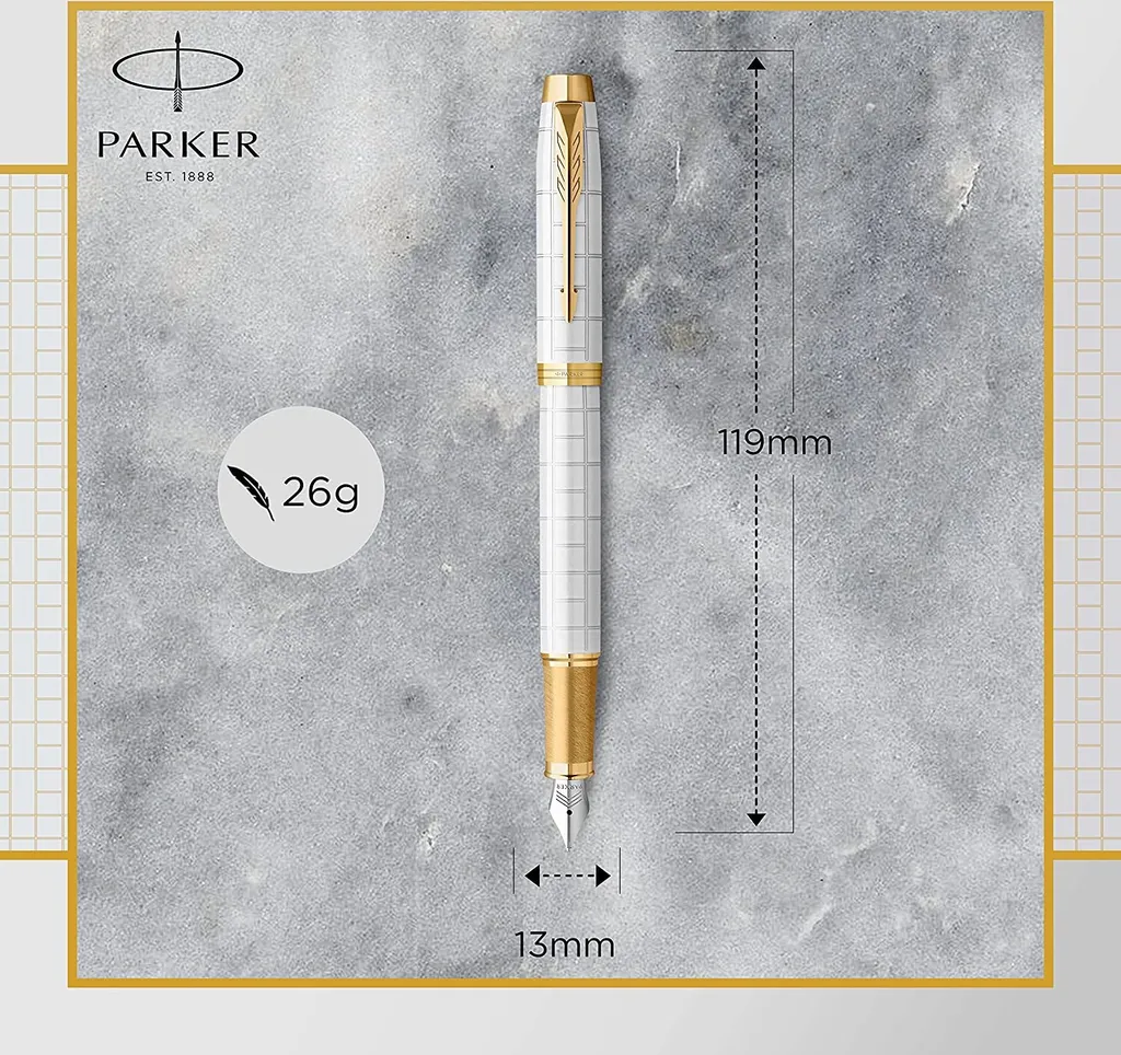 Stylo plume PARKER IM PREMIUM Pearl finition dorée ciselée luxe doré