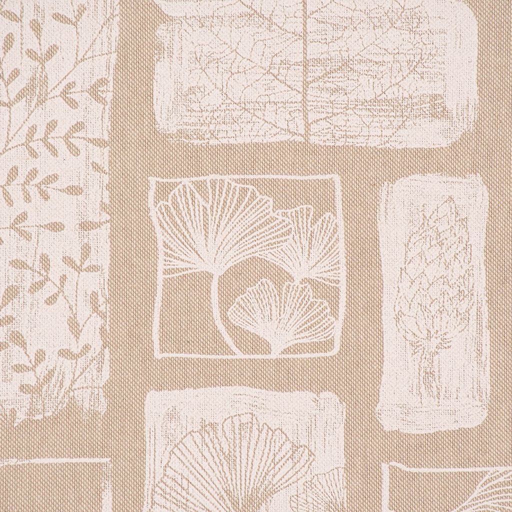 Dekostoff Leinenlook Herbarium Patch Gräser Blätter natur weiß 1,40m