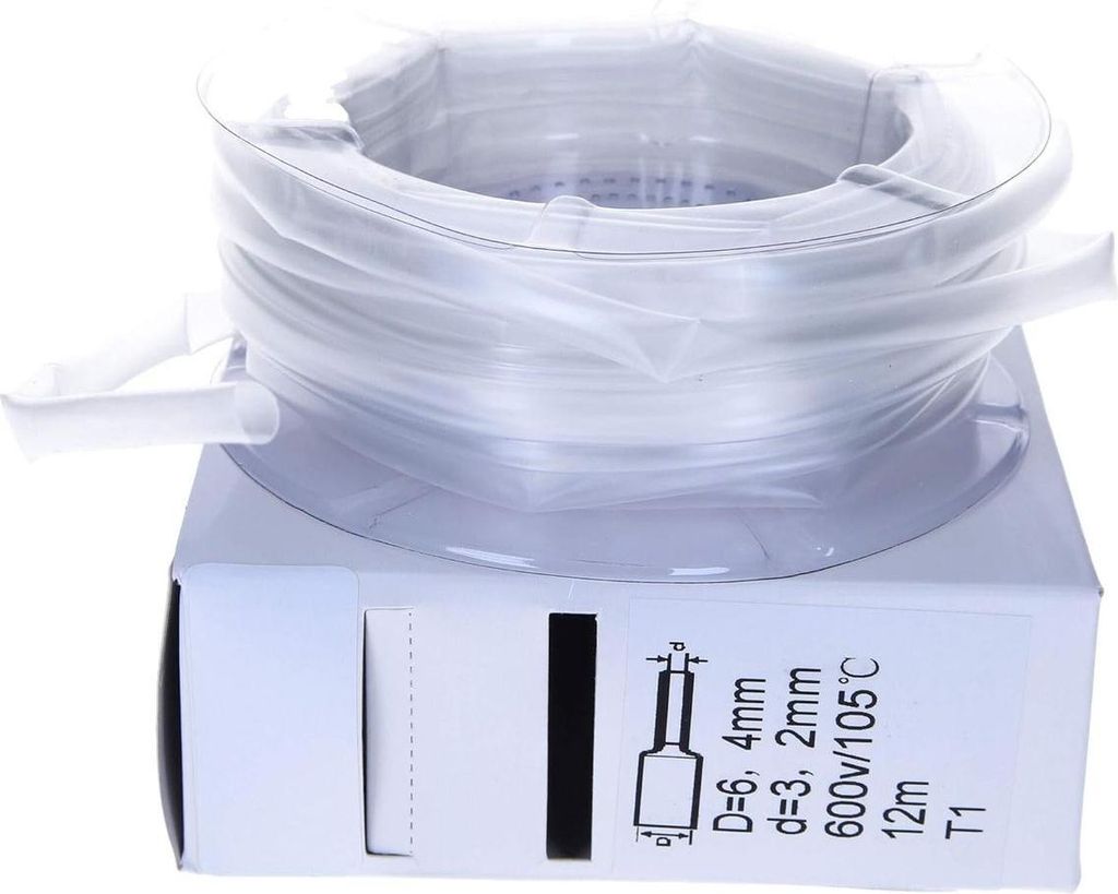 12m Schrumpfschlauch transparent von 6,4mm auf 3,2mm I 2:1 I Industriequalität vom deutschen Händler