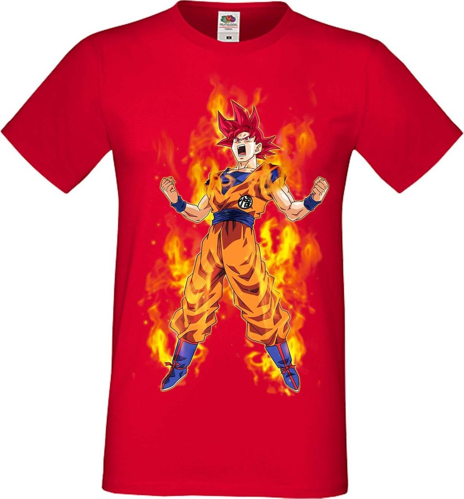 Herren T-Shirt Anime Manga Dragon Anime Manga Ball Z 06 God Red Saiyan, Man M / Rot