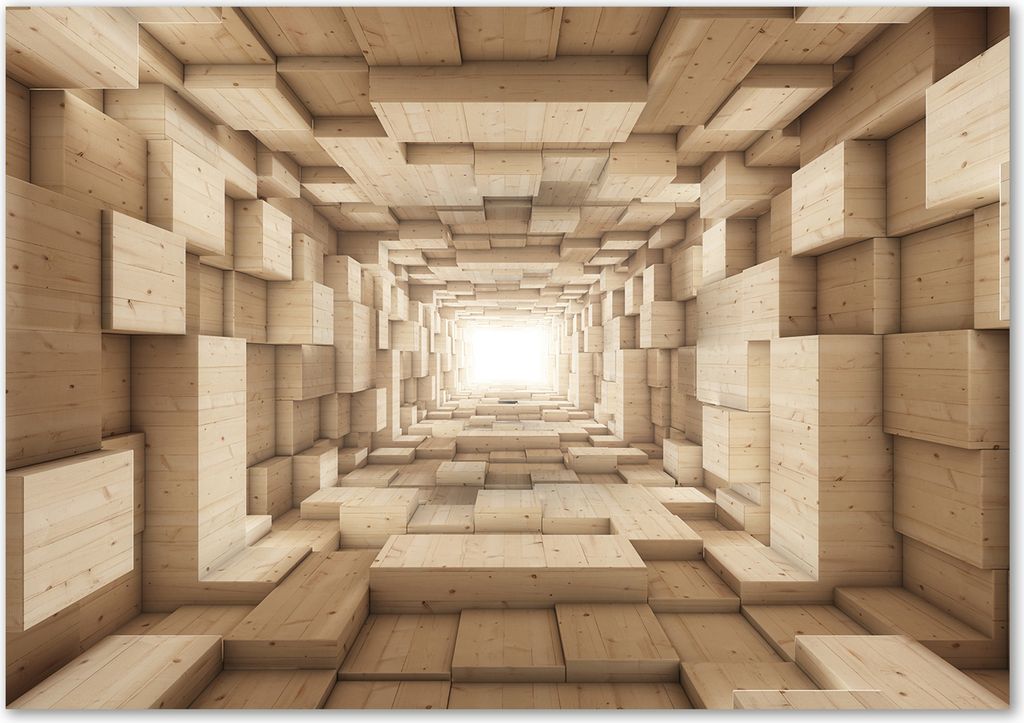 Tulup Leinwandbild - 100x70 cm - Wandkunst - Drucke auf Leinwand - Leinwanddruck - Kunst: modern & klassisch - Beige - Holztunnel