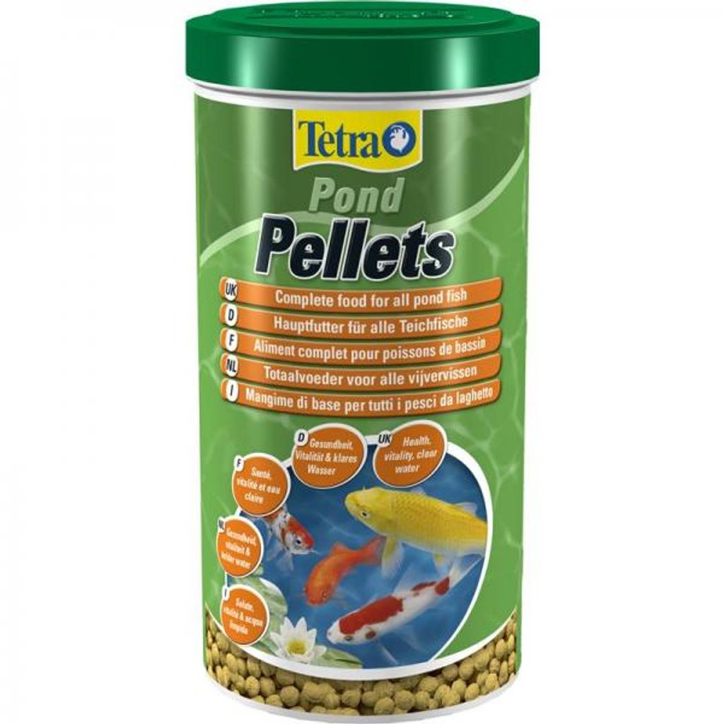 Tetra Pond Pellets - Fischfutter für alle Teichfische, unterstützt gesunde Fische und klares Wasser im Teich, 1 L Dose