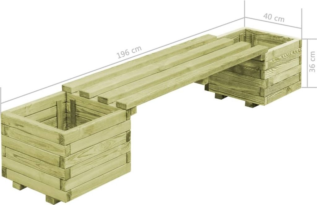 vidaXL Gartenbank mit Pflanzgefäßen Kiefernholz Imprägniert Produktbild 5