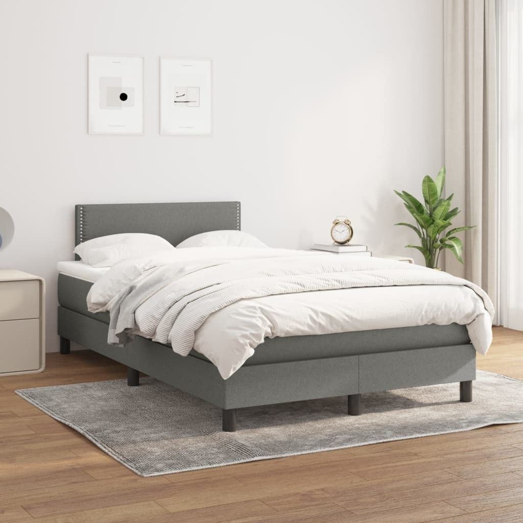 The Living Store Boxspringbett mit Matratze Dunkelgrau 120x200 cm Stoff