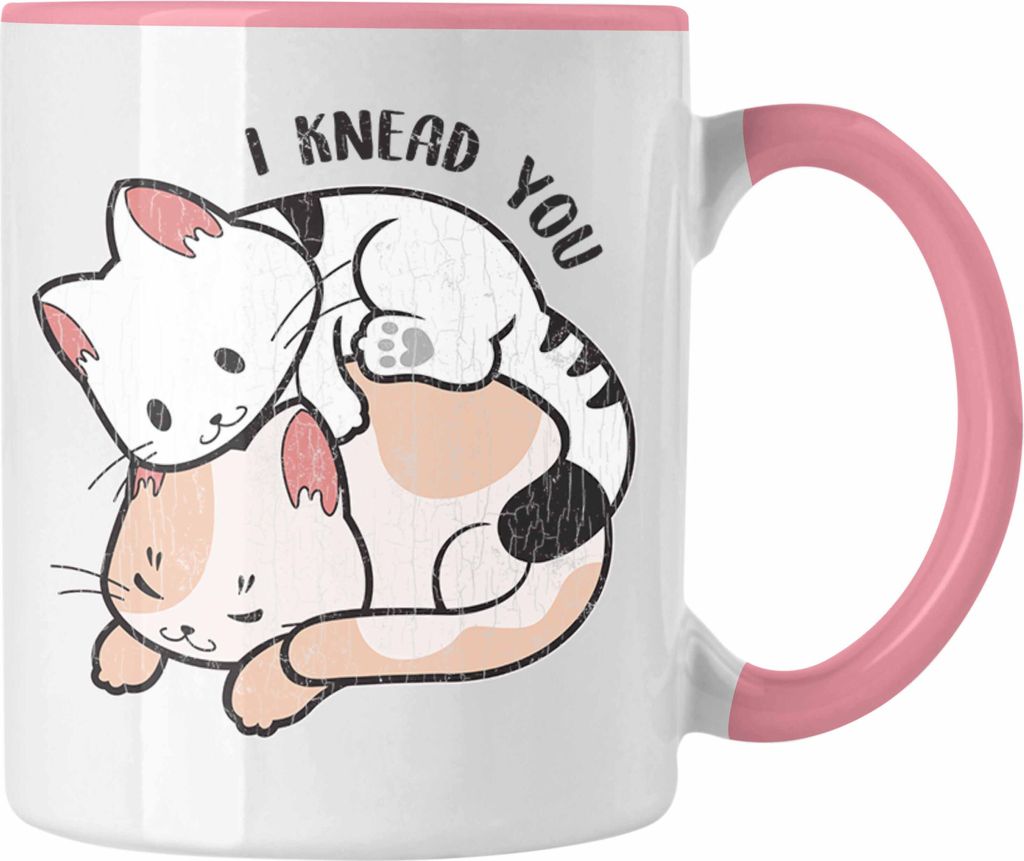 Trendation - Valentinstag Tasse Geschenk für Ihn Sie Lustig Katze Geschenkidee Becher Freund Freundin Liebe Paare (Rosa)