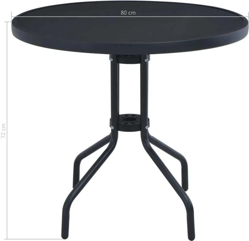 Offerta Tavolo Giardino 80 cm Nero Acciaio Vetro - Prezzo Outlet - 4