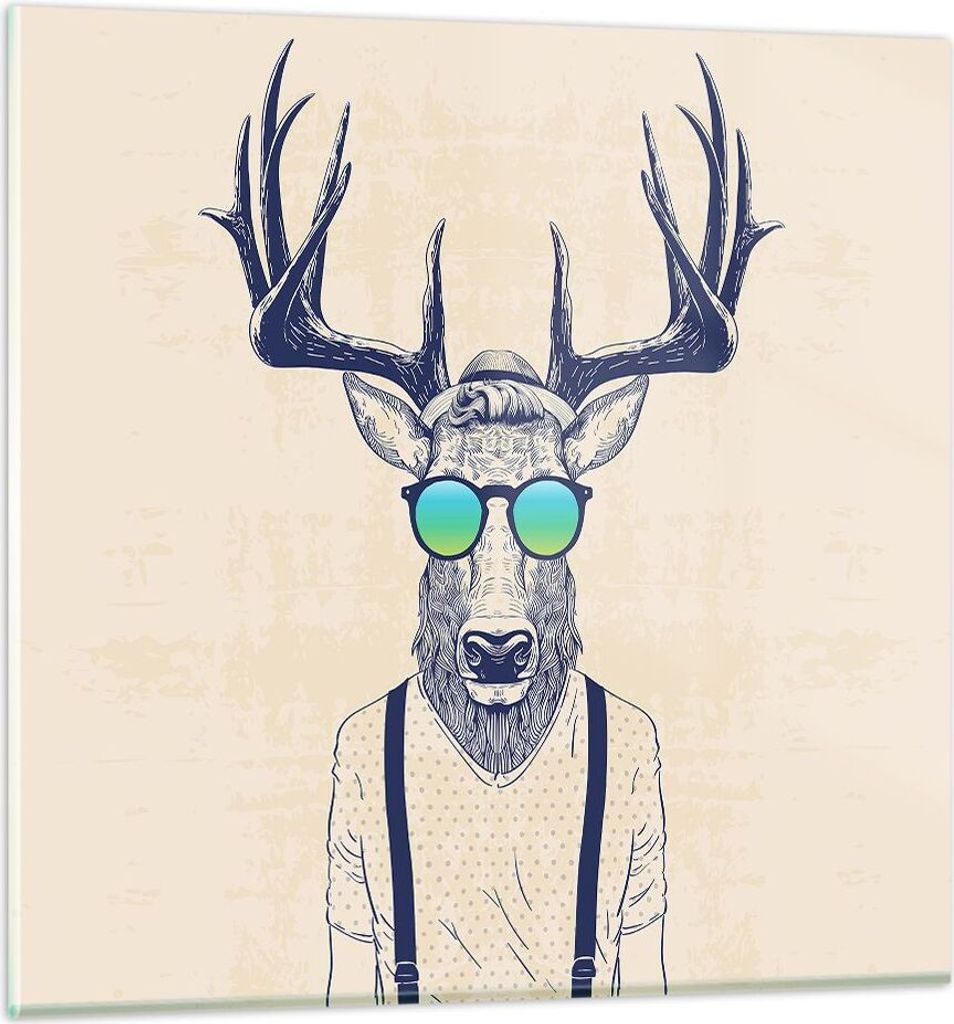 Bilder auf glas - Hirsch Abstraktion - 60x60cm - Glasbilder - Wandbilder - Kunstdruck - zum Aufhängen bereit - Wanddekoration aus Glas - Glas Bild...