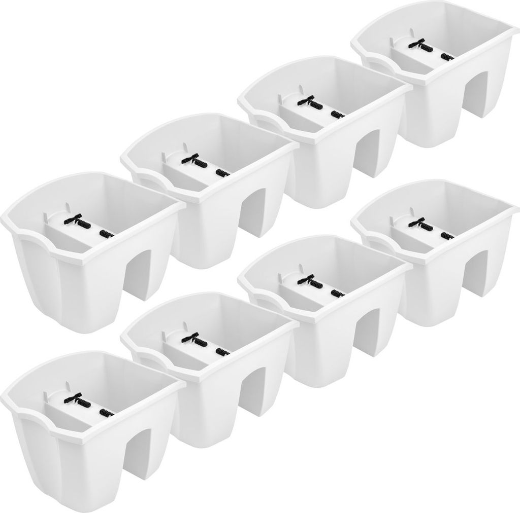 8x Blumenkasten 24cm Hängetopf Blumentopf Balkontopf Geländertopf DCRO Weiß