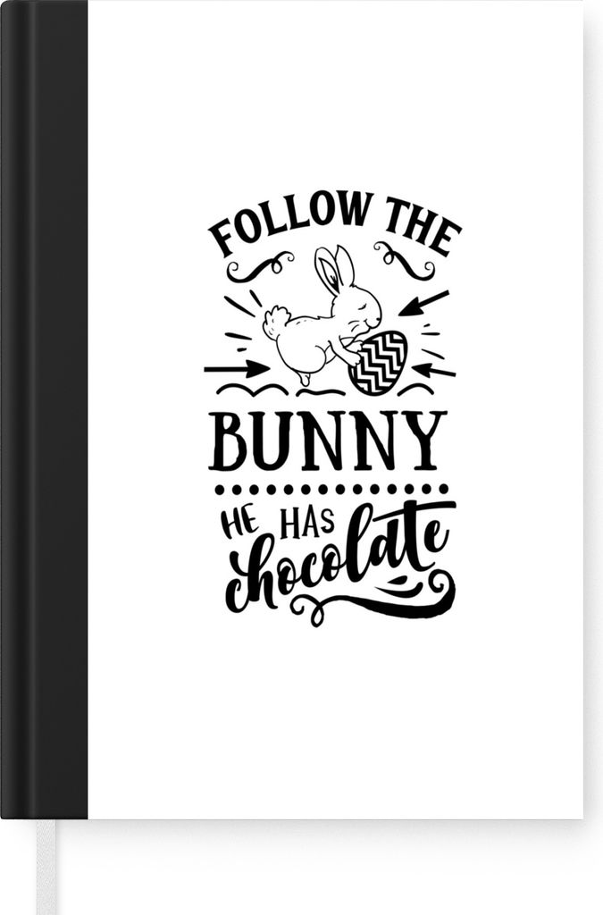 MuchoWow Notizbuch Tagebuch Haushaltsbuch Notebook A5 Ostern - Zitate - Folge dem Hasen, er hat Schokolade - Osterei - Notizblock - Notizheft - N...