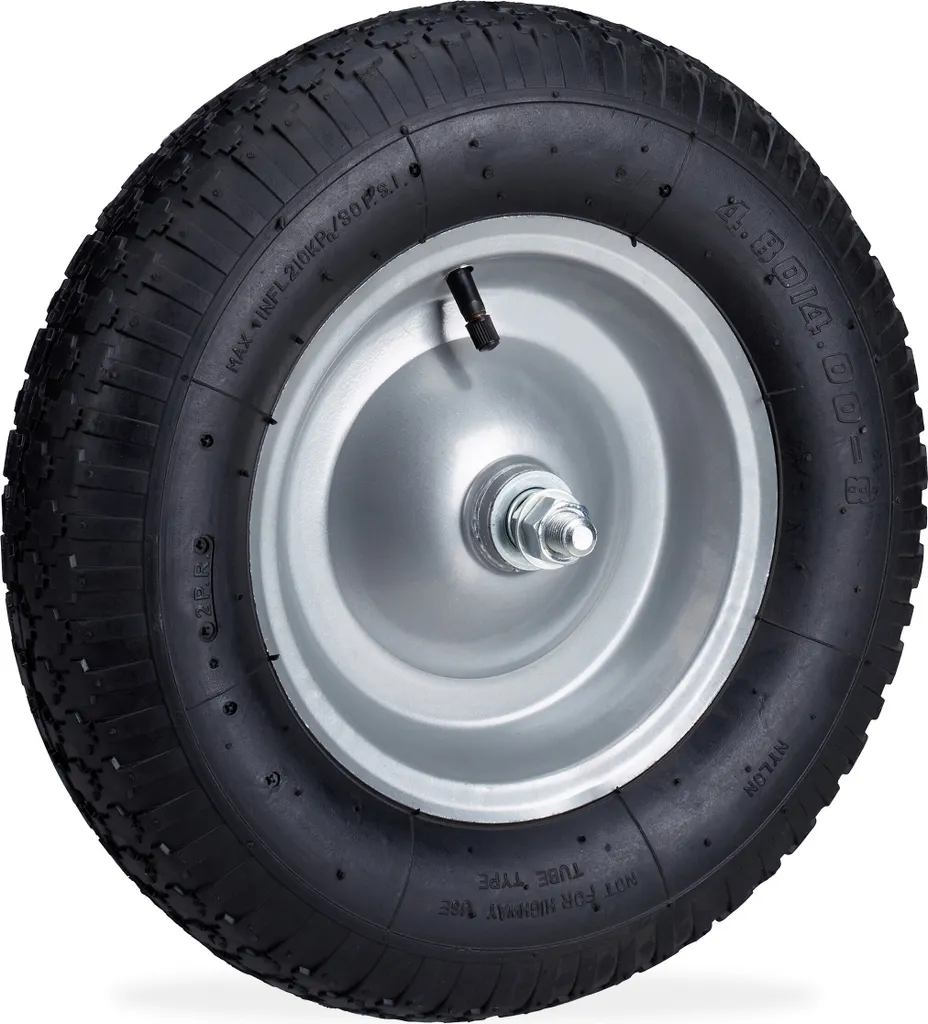 Roue de brouette 4.80 4.00-8 Relaxdays avec axe en acier robuste