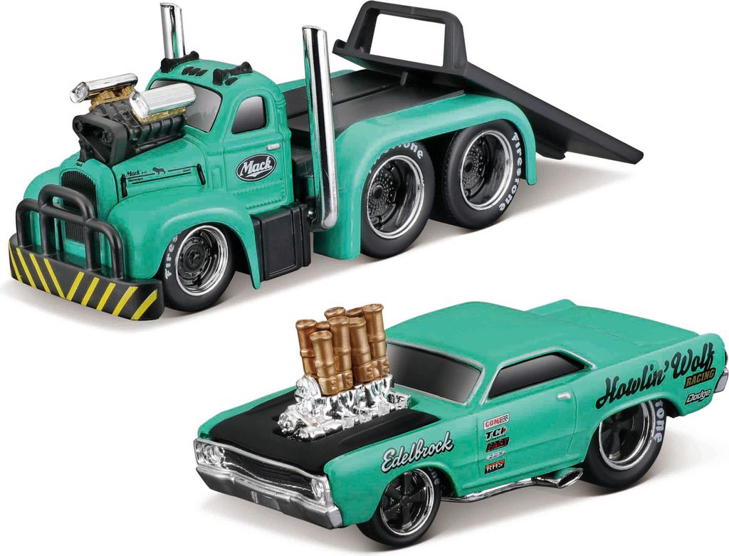 Maisto - Muscle Transports - 1953 MACK B-61 Flachbett 1968 Dodge Dart HEMI Gasser, 1:64