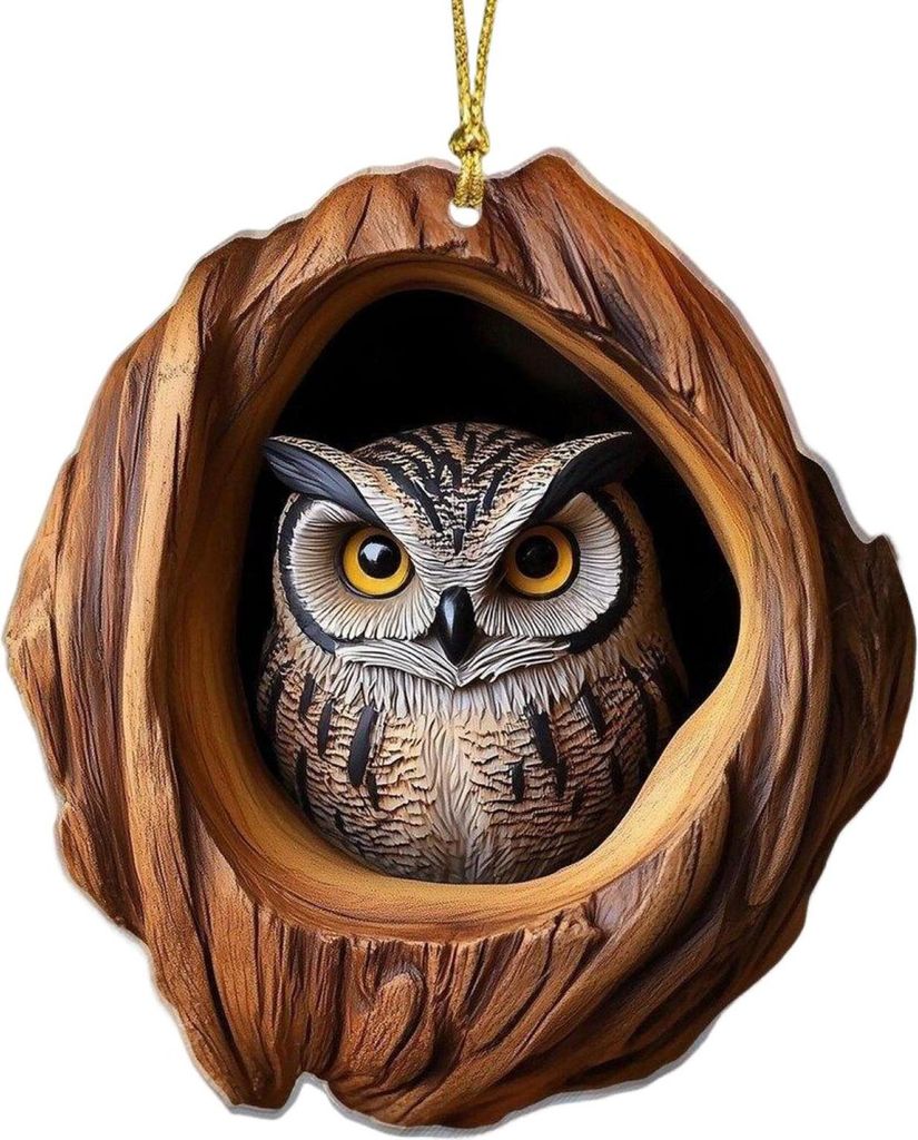 Weihnachtsbaumschmuck mit Tiermotiven, 2D, flach, Waldtier-Design, Acryl-Anhänger zum Aufhängen für Garten, Weihnachtsbaum und Zuhause