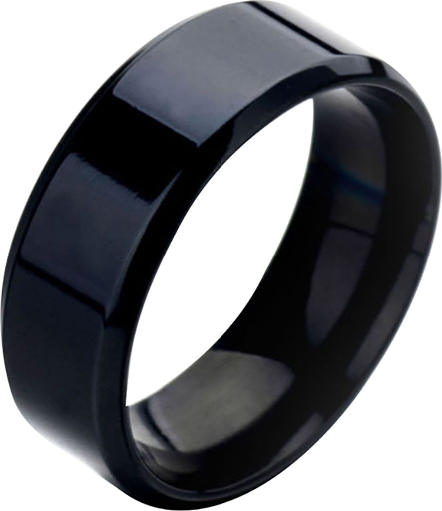 1 Stück Ring Uni Edelstahl Spiegel Leichter Fingerring für Hochzeit-Schwarz,US 12