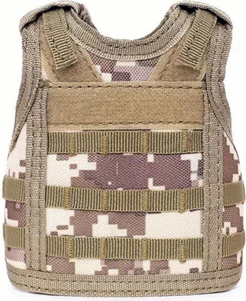 Bierflaschen-Westenhülle, Militär-Miniatur-Weste, Flaschen-Getränkehülle, Flaschendosen-Weste, verstellbare Schultergurte, Getränkehülle