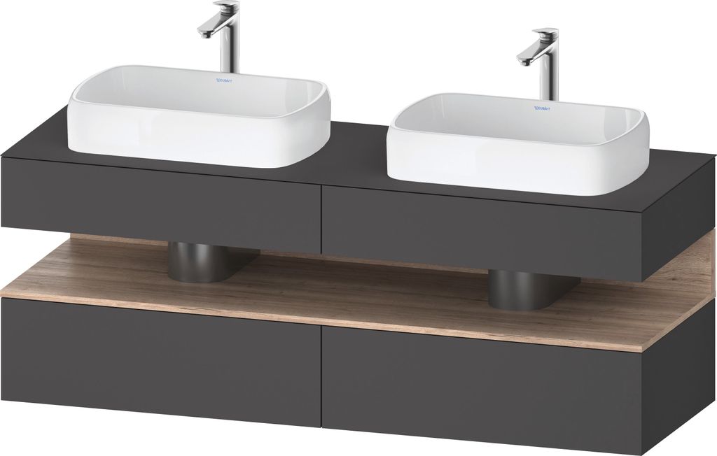 Duravit Qatego Konsolenwaschtischunterbau, 2 Auszüge, 2 Schubkästen, 2 Ausschnitte, 1600x550x600mm, Nische Eiche Mamoriert, QA4779055490000