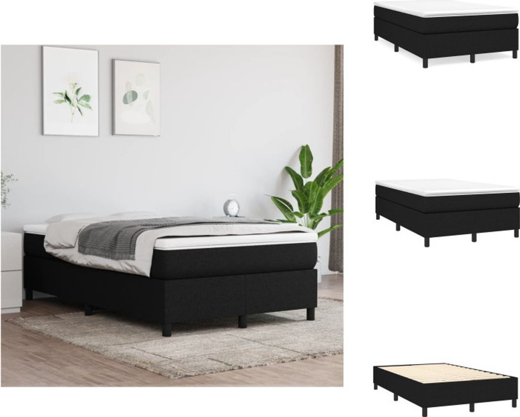 vidaXL Boxspringbett Schwarz 120x200 cm Stoff - Betten & Bettgestelle