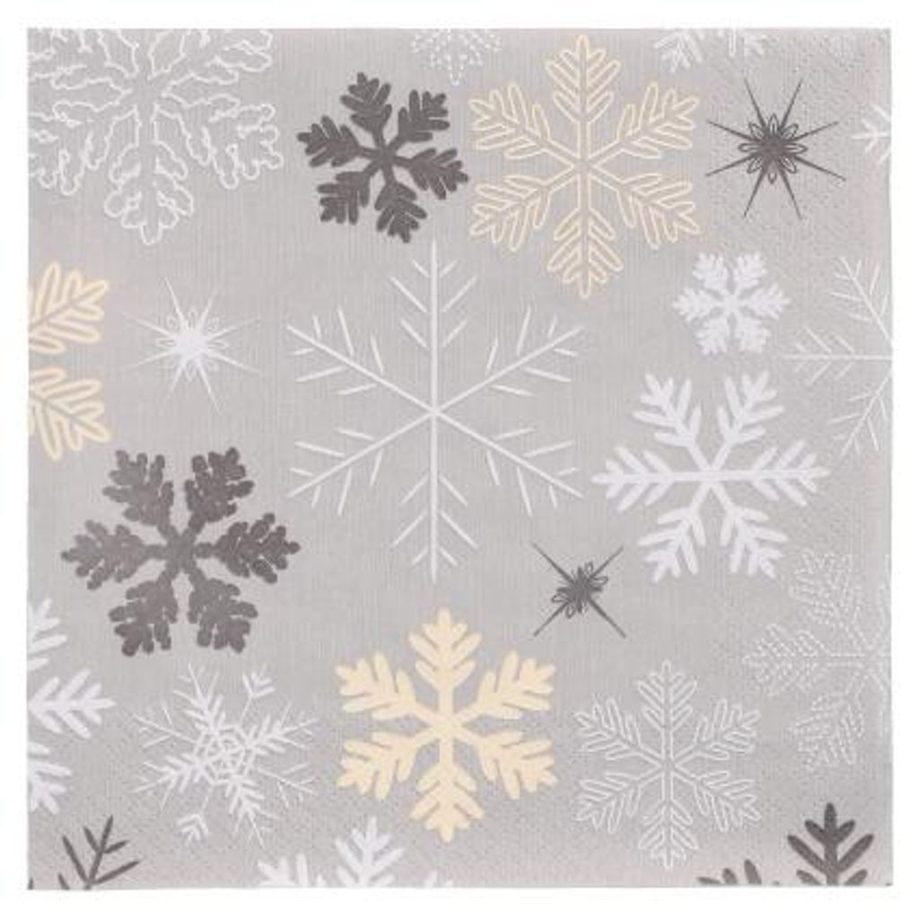 300 Servietten, 3-lagig 1/4-Falz 33 cm x 33 cm "Snowflakes"