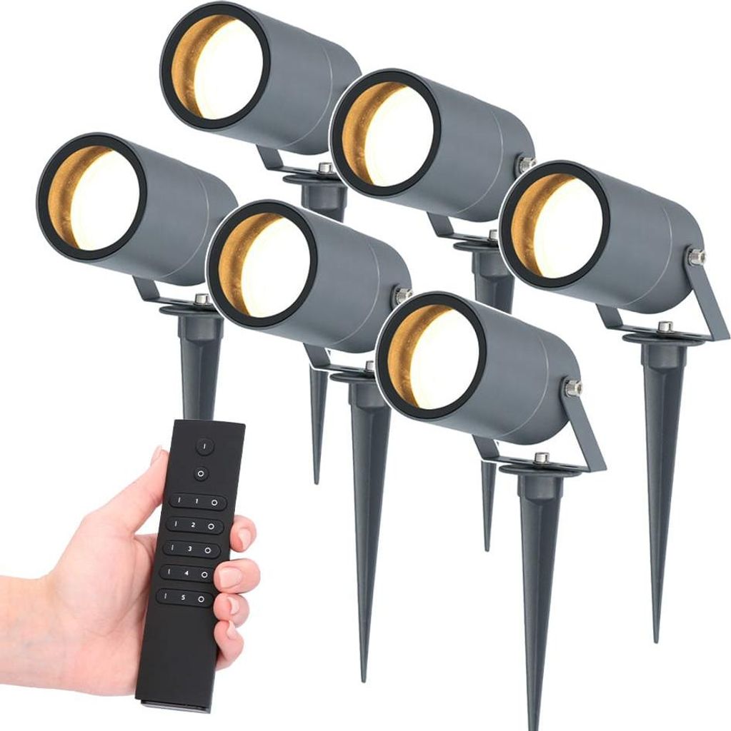 hoftronic LED Gartenstrahler Spikey 4W 345lm 2700K Anthrazit IP65 Set 6 Stück
