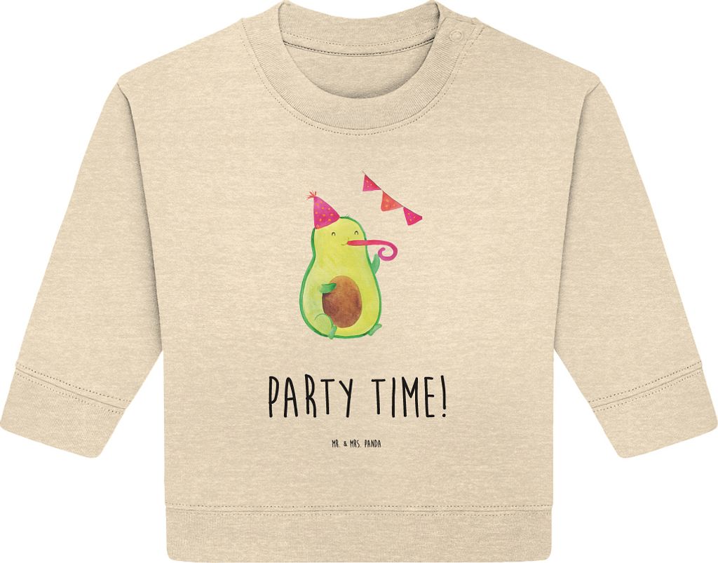 Mr. & Mrs. Panda Organic Baby Pullover Avocado Party Zeit 24. - 36. Monat - Natural Raw - Geschenk, Geburtstag, Glücklich, Happy Birthday, Bullove...