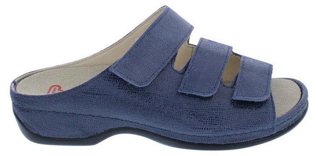 Berkemann Pantolette Franziska 1007-, Metallic-Velourleder, Blau, Weite E-H 40