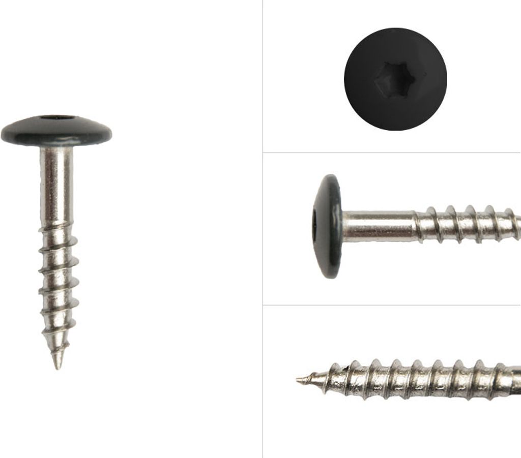 Schrauben für Trespa HPL Platten Edelstahl A2 schwarz 4,8 x 25 mm - 100 Stück