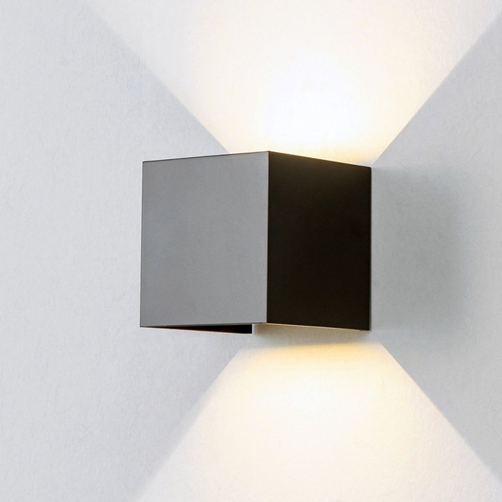 2x wandlamp met bewegingssensor, warm wit licht, zwart Productafbeelding 
