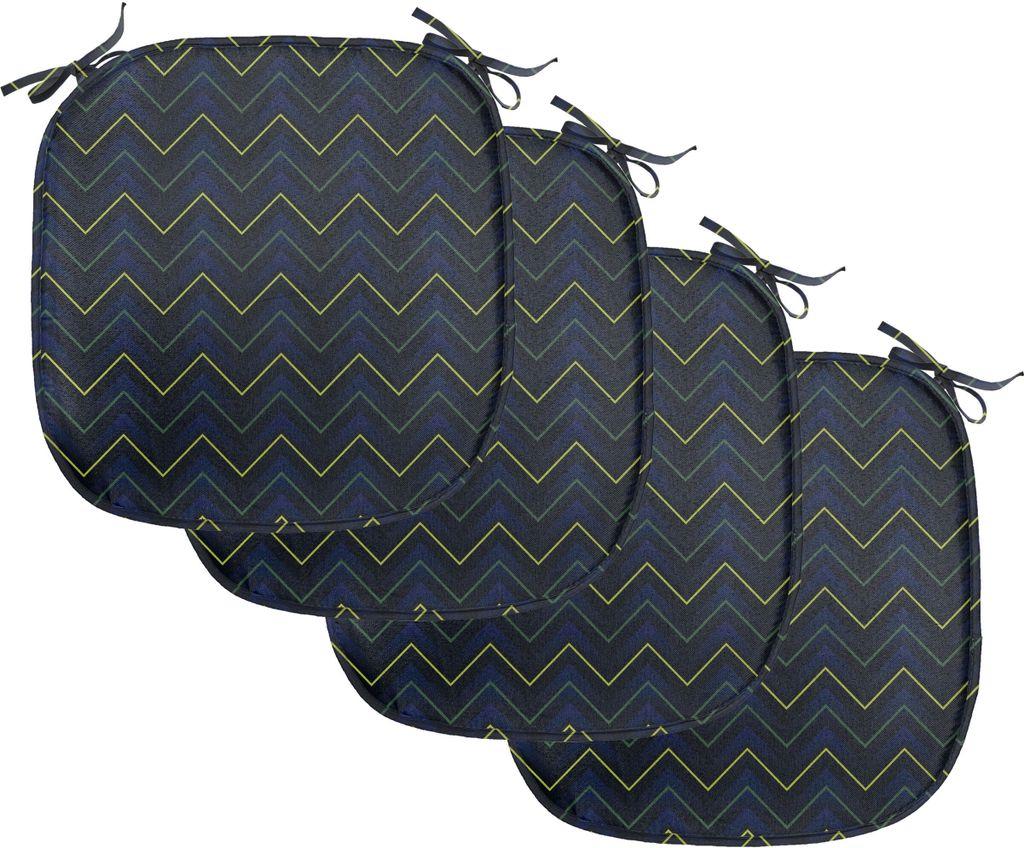 ABAKUHAUS Dunkelblau Polster für Esszimmerstühle, Chevron Neon-Effekt, Dekoratives wasserfestes Kissen mit Riemen für Küchensitze, 40 cm x 40 c...