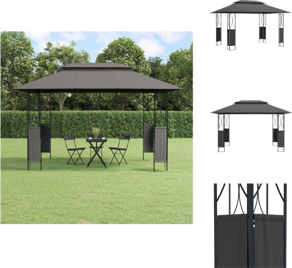 vidaXL Pavillon mit Dach Anthrazit 400x300x270 cm Stahl - Pavillons & Partyzelte