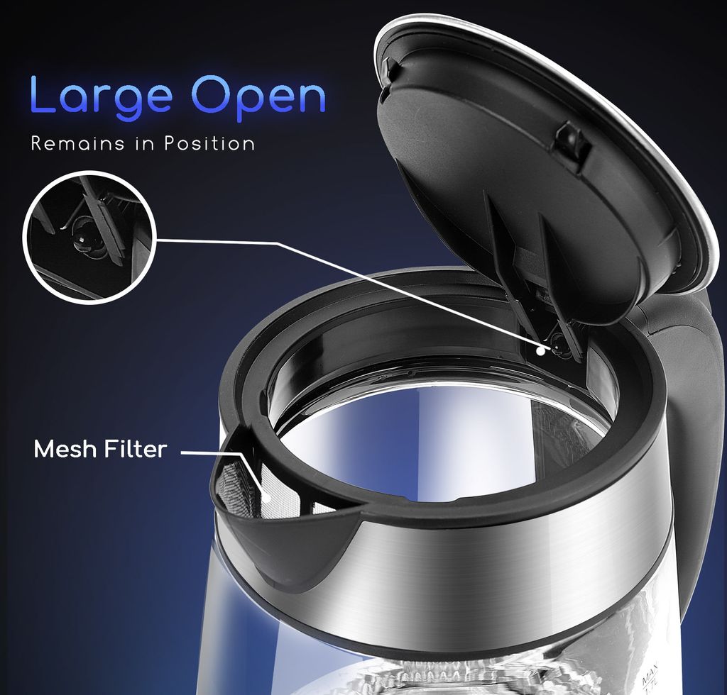 Aigostar Glas Wasserkocher mit LED-Beleuchtung, 1,7 Liter Produktbild 5